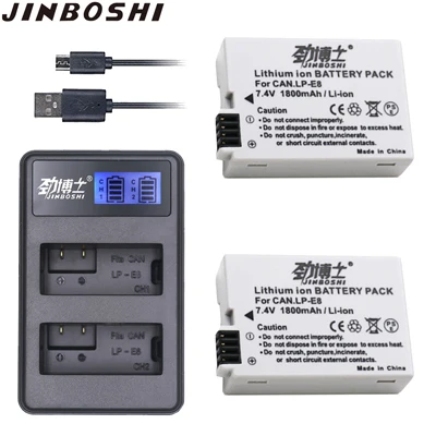 3X LP-E8 LP E8 LPE8 Замена литий-ионная батарея+ ЖК-USB двойное зарядное устройство для Canon EOS 550D 600D 650D 700D Rebel T2i T3i T4i T5i - Цвет: 2X B and Charger