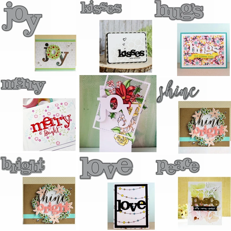 

Bold Letter Words Hugs Love Metal Cutting Dies Stencil For Crafts Paper Cards DIY Scrapbooking Decoration Album Making 2019