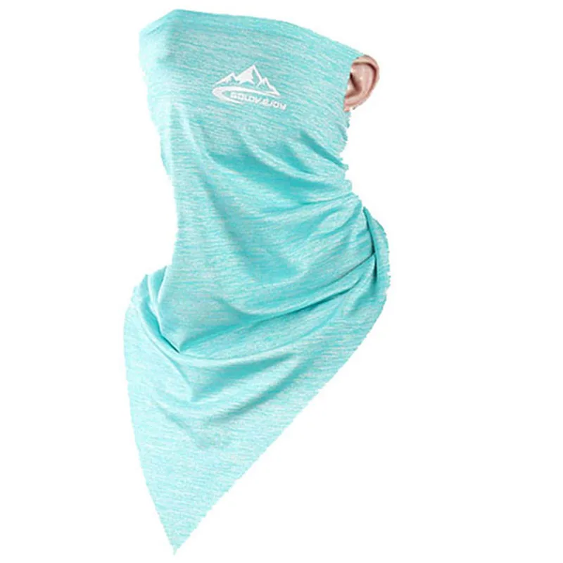Весенне-летняя велосипедная полумаска для лица из прохладного ледяного шелка, дышащая УФ-защита, спортивный головной убор, маска-повязка для велосипеда - Цвет: Light Blue