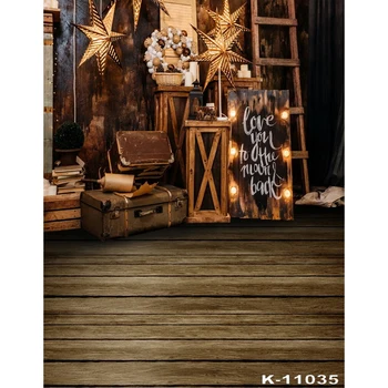 

Interior Christmas Room Photography Backdrop Wood Christmas Background with Stars Home Xmas Backdrop for New Year Decoration