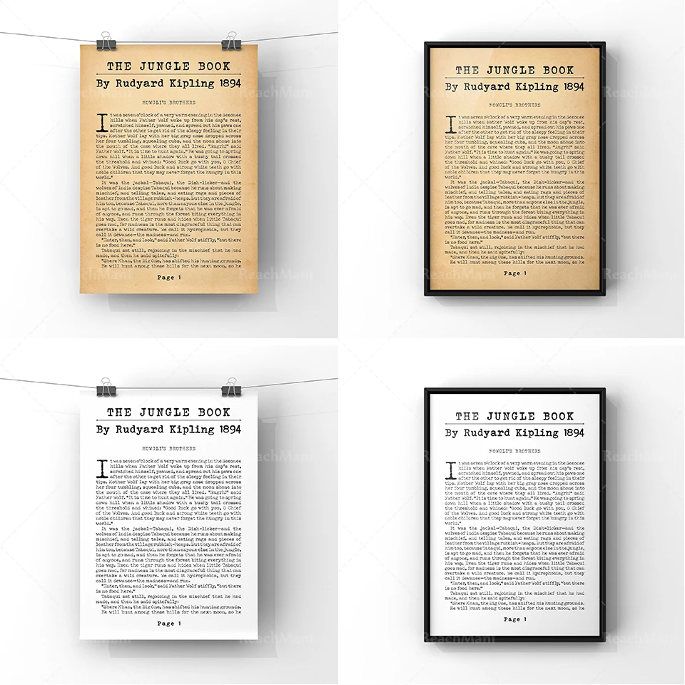 Il Libro Della Giungla Di Rudyard Kipling Novel Book Print |