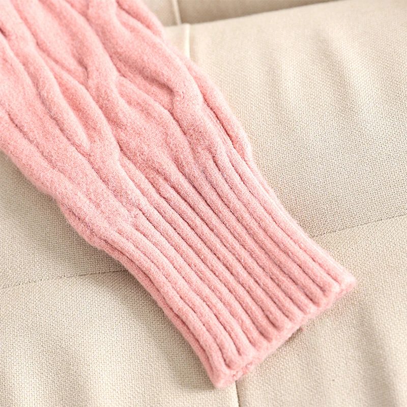 YuooMuoo хорошего качества толстый твист женский свитер Зимний вязаный свитер пуловер женский романтический розовый свитер Топы джемпер