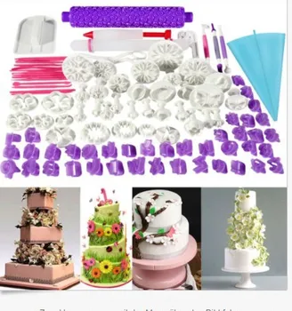 

100pcs Fondant Cake Mould Set Plastic Spring Embossing Mold DIY Cookie Cutter Die Baking Tool