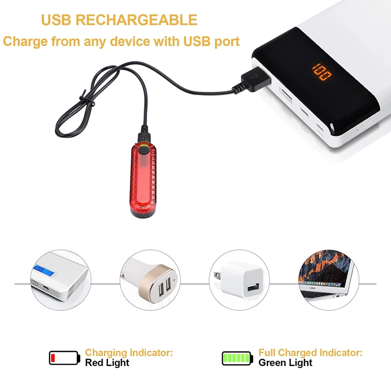 300 Lumens Bike Lights Usb Rechargeable Front Light Lamp Bike Headlight Rear Taillight Cycling LED Warning Lights Bike Accessori