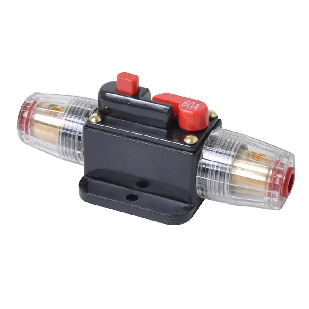 60A In-Line DC Circuit Breaker Manual Reset Stereo/Audio/Car/RV Fuse Holder