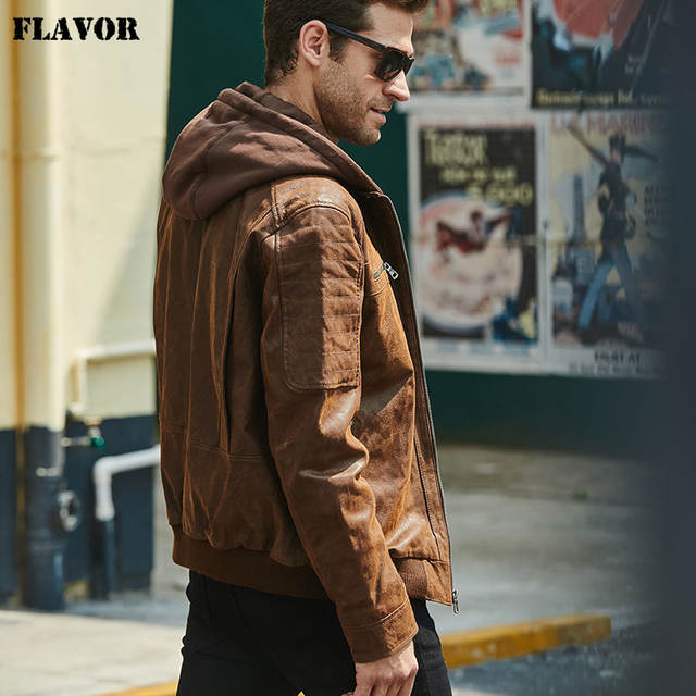 New Men’s Leather Jacket, Brown Jacket Made Of Genuine Leather With A Removable Hood, Warm Leather Jacket For Men For The Winter