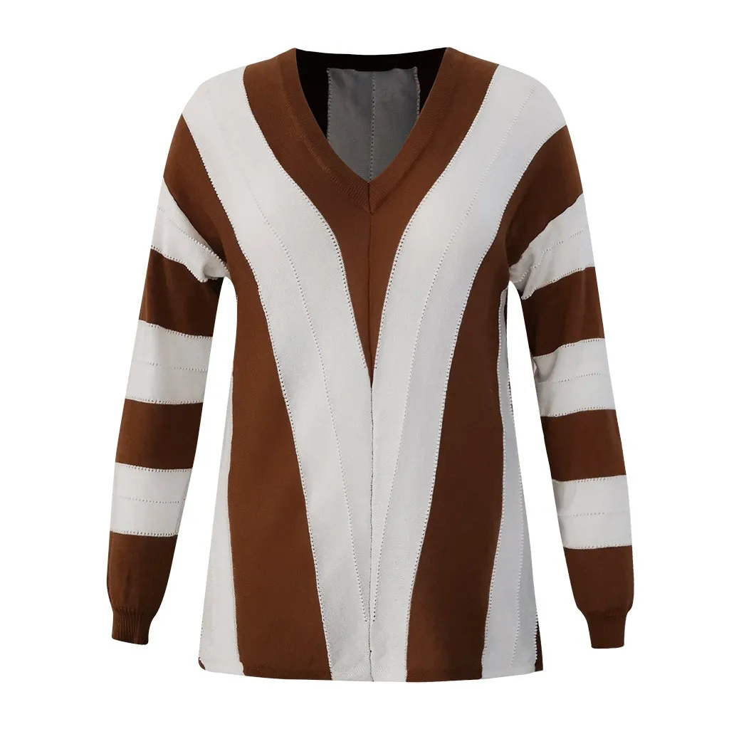 Womail с v-образным вырезом, повседневный трикотажный женский свитер, зимний модный вязаный свитер, женские топы, теплые, свободные, подходящие по цвету, pull femme nouveaute