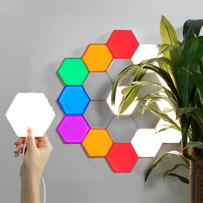 Simple combination splicing touch-sensitive intelligent quantum light LED honeycomb corridor bedroom background wall wall lamp
