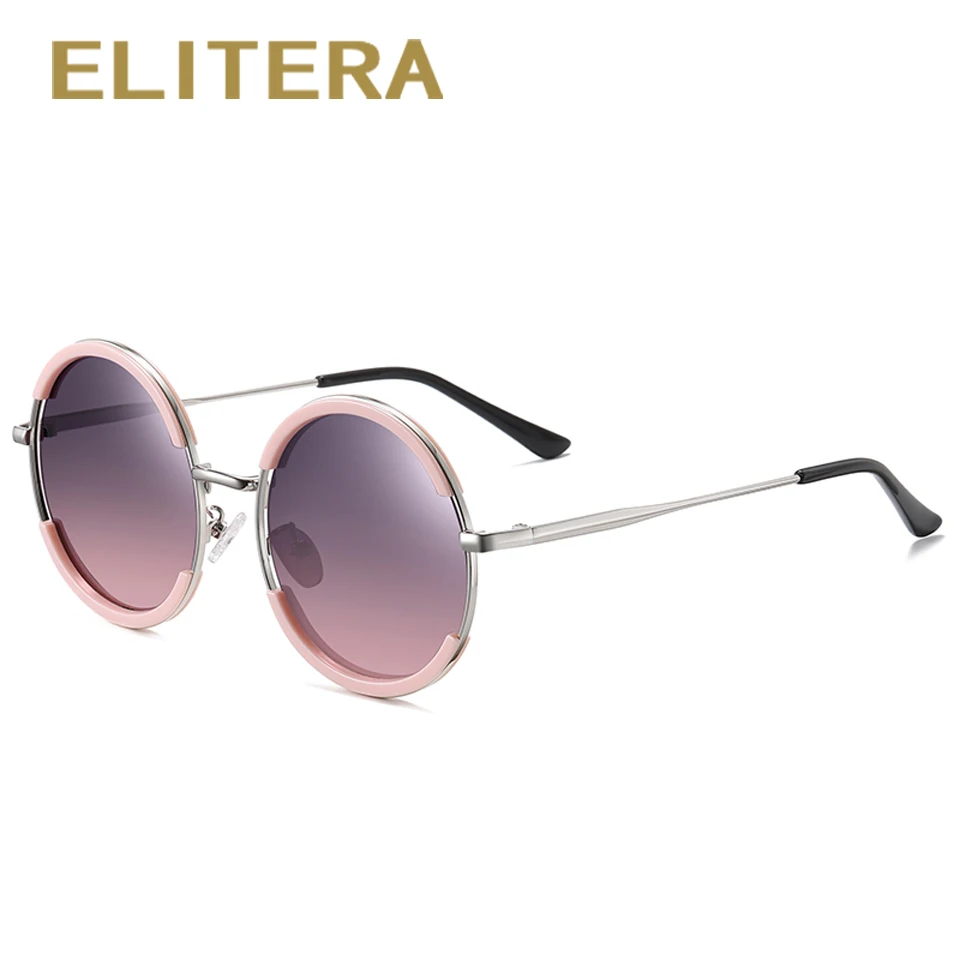 ELITERA ретро круглые черные солнцезащитные очки женские брендовые дизайнерские солнцезащитные очки для женщин TAC линзы зеркальные de sol mujer