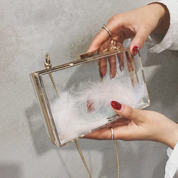 

2019 new summer bag Transparent totes bag Clear acrylic PVC plastic box bag Dubai women girl vintage retro evening party handbag