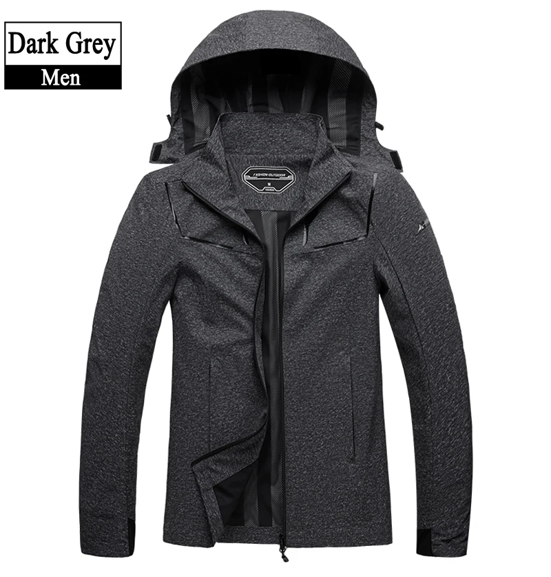 dark grey Плюс Размер 6XL 8XL мужская повседневная водонепроницаемая куртка весна осень туризм горные куртки мужские ветровки с капюшоном пальто мужская одежда - Цвет: dark grey