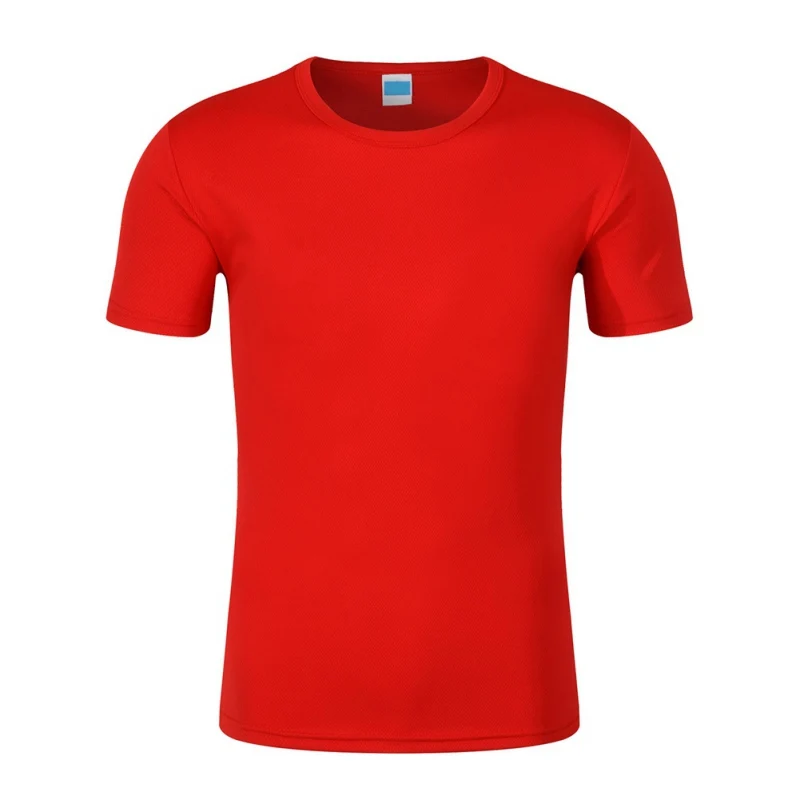 Мужские майки быстросохнущие футболки круглый воротник короткий рукав полиэстер дышащий материал, впитывающий влагу футболки топы одежда спортивная одежда - Цвет: Red