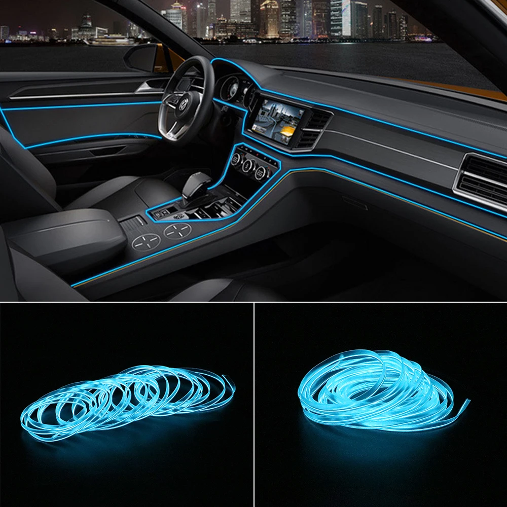 Forauto 3m 5m Car Interior Lighting Auto Led Strip El Wire Rope Auto  Atmosphere Decorative Lamp Flexible Neon Light Diy - Decorative Lamps &  Strips - AliExpress