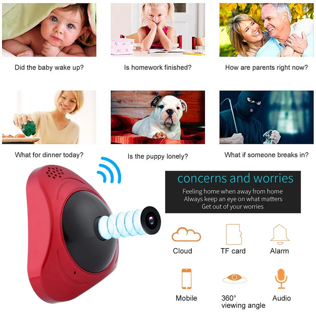 960P VR WI-FI 360 Degree Panoramic Camera Motion Detection Fisheye'S Smart Wireless IP Camera For Home Monitor EU Plug