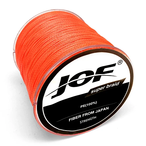 JOF 4 нити 500 м ПЭ плетеная рыболовная леска морская соленая ловля карпа плетение супер сильная - Цвет: Orange