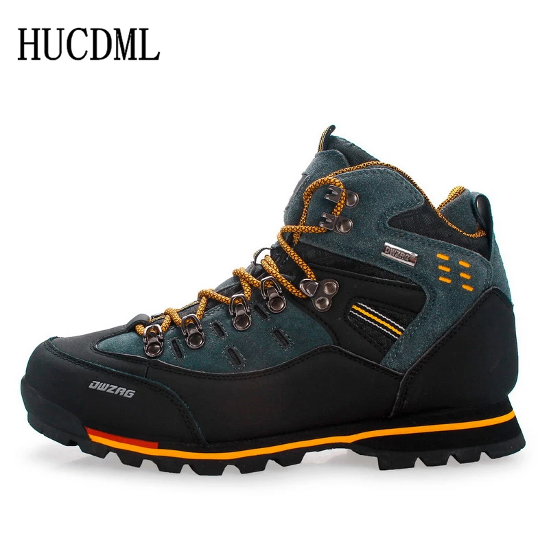 

HUCDML 2019 Men Outdoor Hiking Winter Rubber Sewing Shoes Waterproof Sneakers Cow Suede Rubber Male Shoes Boots for Men Big Size