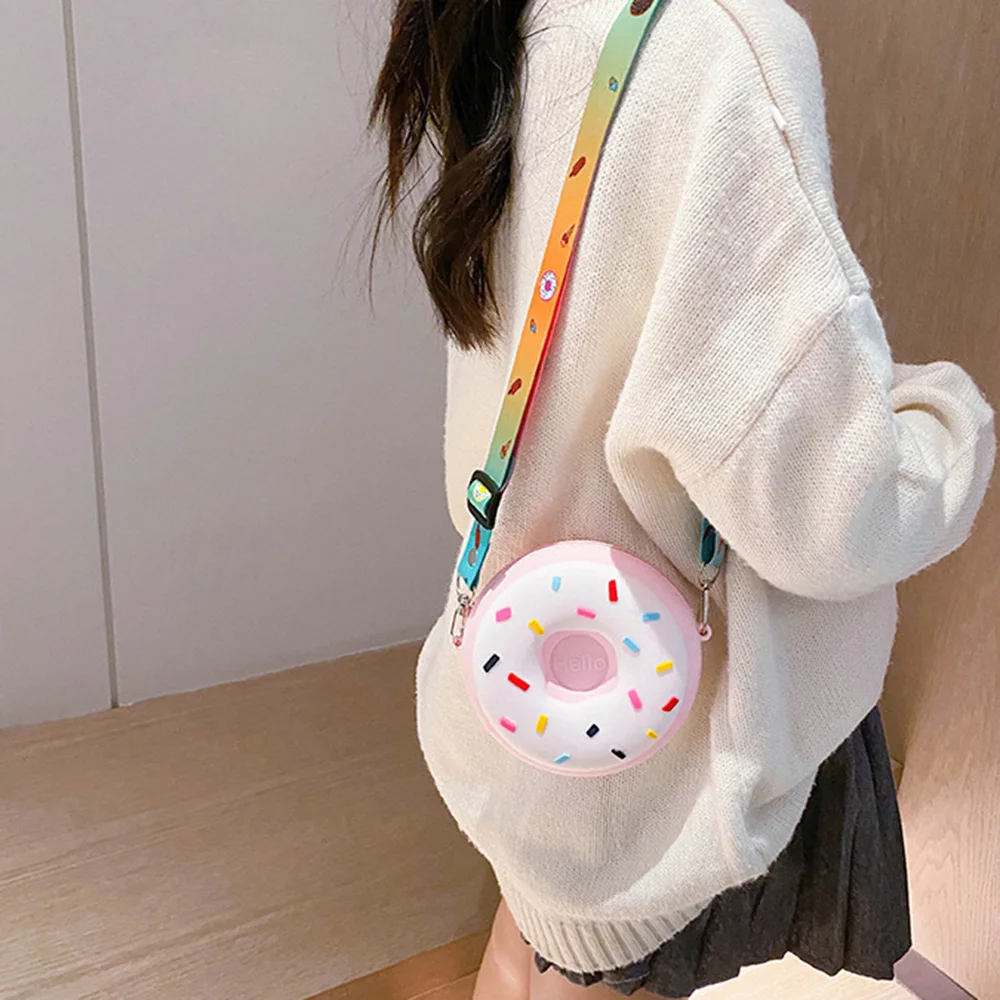 Cute Donut Children Bag Children Coin Purse Wild Boys And Girls Messenger Bag Silicone Children Shoulder Crossbody Bag
