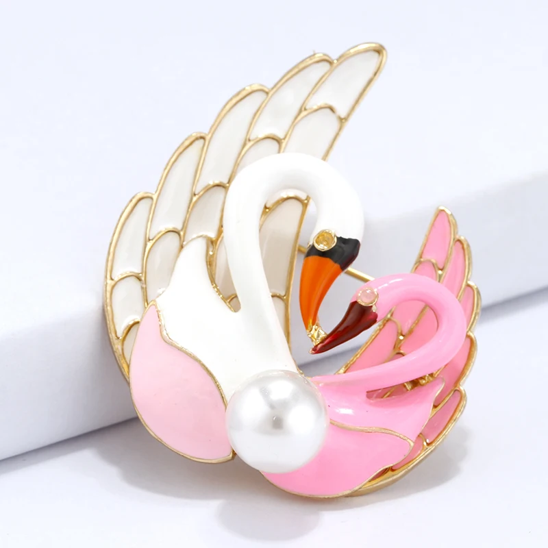 H350324X粉色珍珠天鹅胸针 (9)