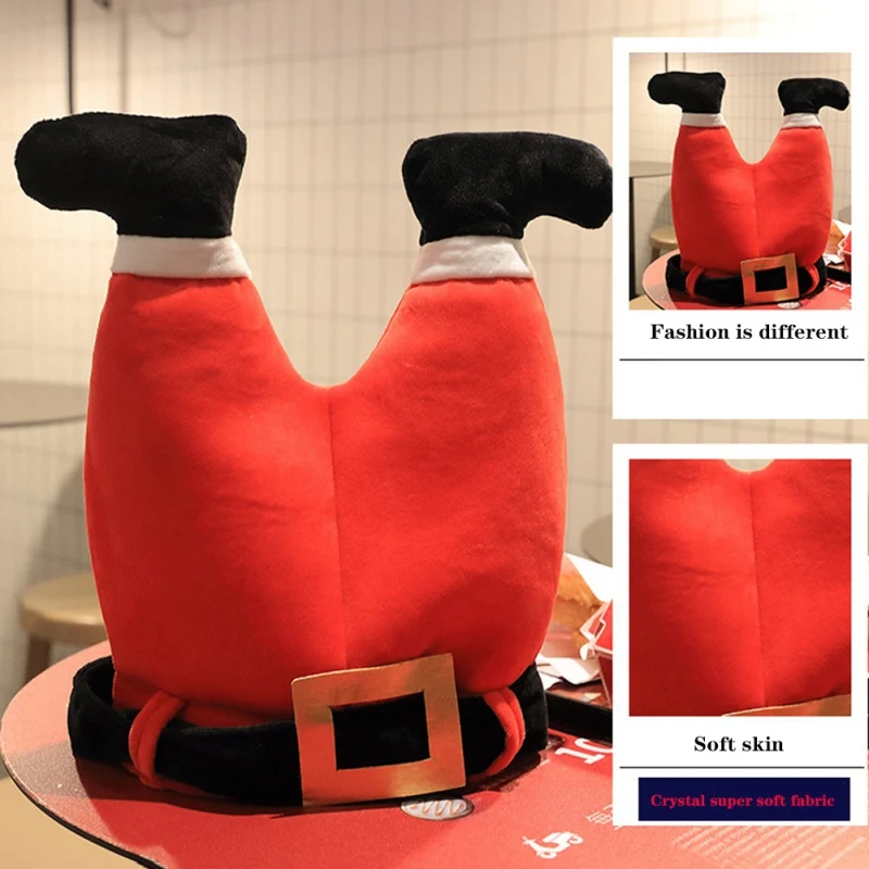 Рождественская шапка, плюшевая шляпа эльфа Санты, украшение, Рождественская шапка, Новогодняя, Рождественская, вечерние, реквизит, украшение, забавная игрушка, подарок QW - Цвет: Красный