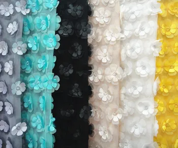 

Multicolor 3D Flower Chiffon 130cm Double Layer Embroidered DIY Wedding Dress Clothing Accessories Lace Fabrics RS610