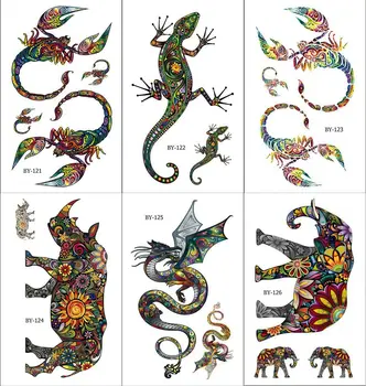 

Colorful Butterfly Tattoos Temporary Women Scorpion Arm Flying Dragon Art Tattoo Stickers Kangaroo Water Transfer Tatto Lizard