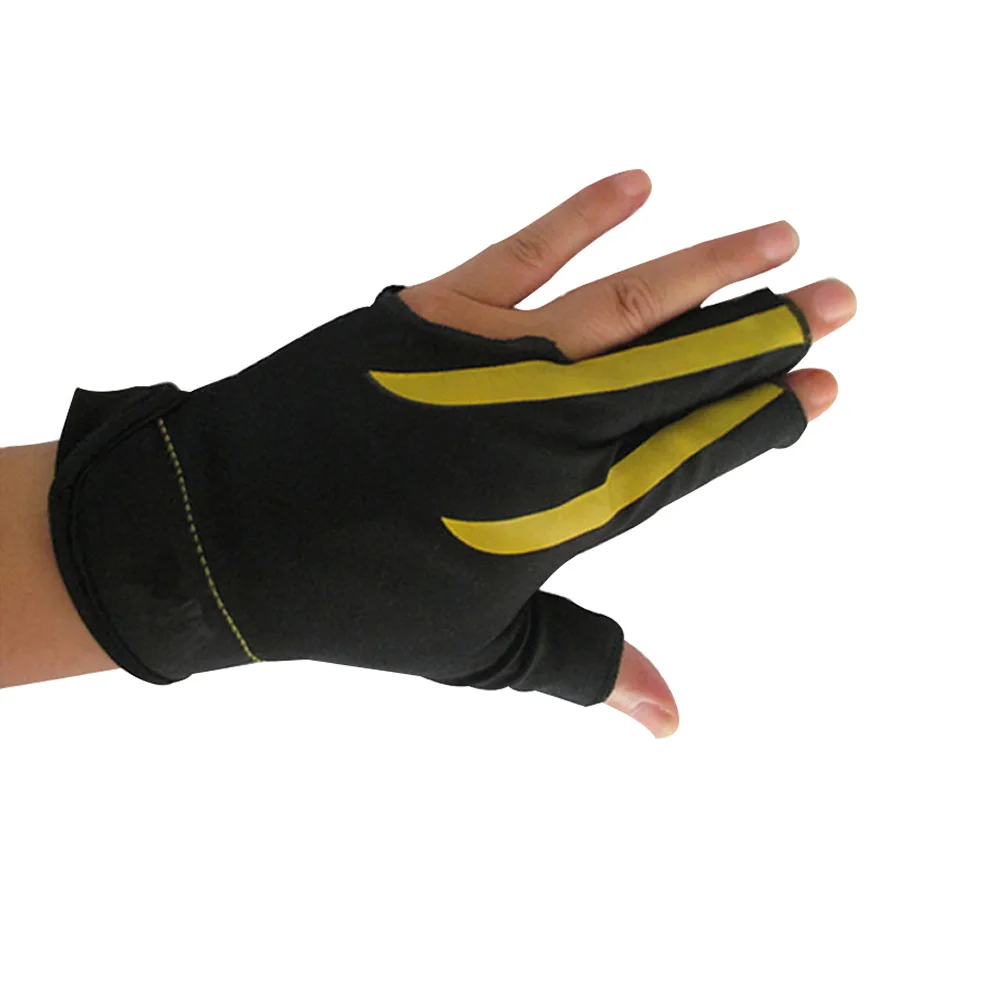 Цвет: желтый Soft Pool Cue High Elastic Accessories Wearproof Adult 3 Fingers Billiard Glove Professional Left Fashion Sweat Absorbent - Цвет: Цвет: желтый
