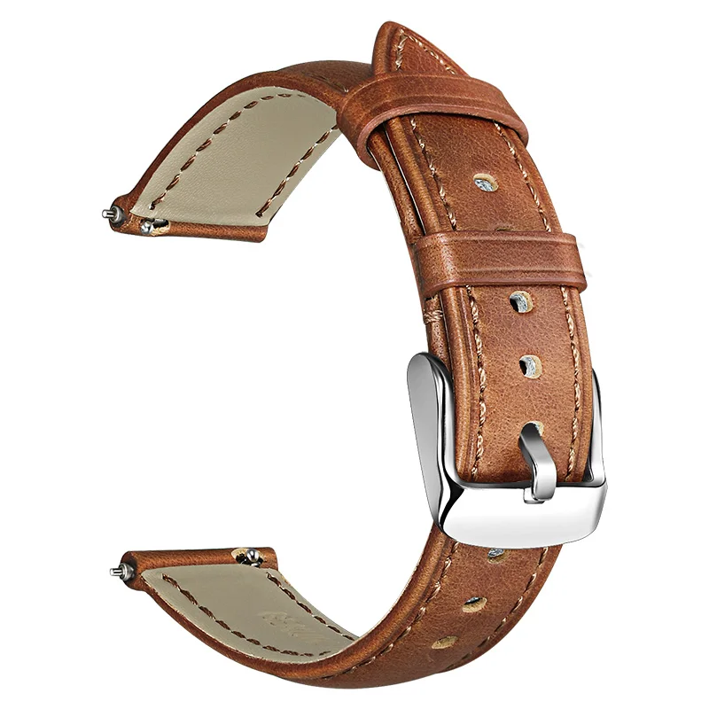 Crazy Horse ремешок из натуральной кожи для samsung Galaxy Watch Active 2 40 мм 44 мм Мужской Женский ремешок для часов Active2 быстросъемный ремешок