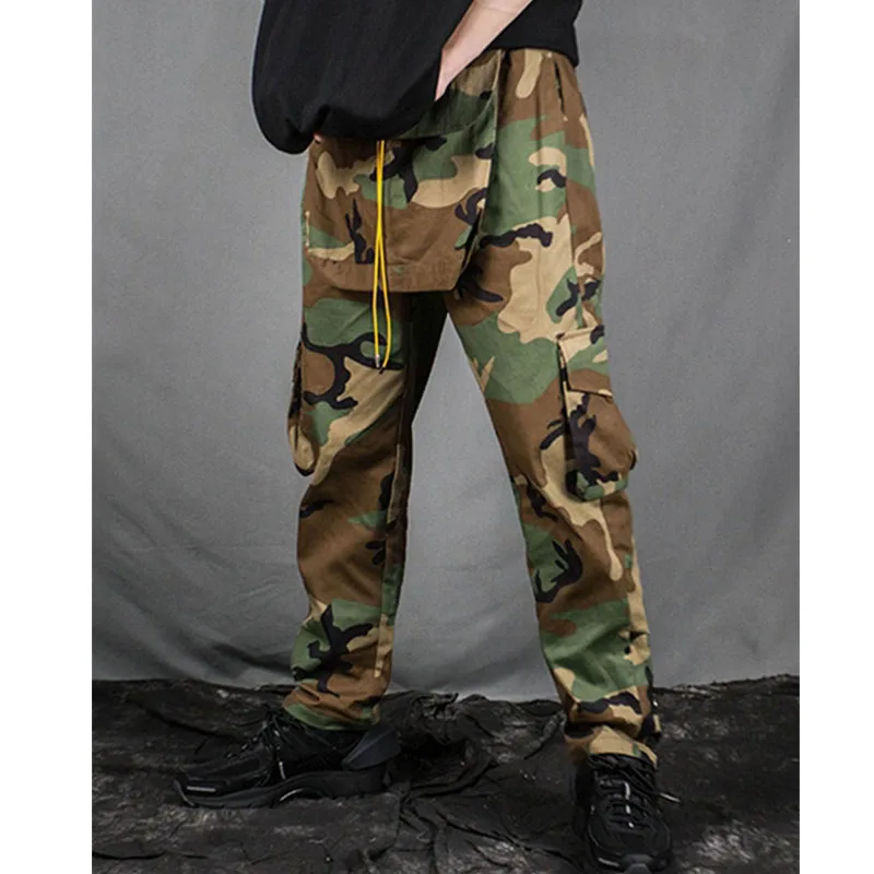 

2019 RHUDE Pants Mens Camouflage Pants Big Pockets 1:1 Hip Hop Joggers Sweatpants Full Length RHUDE Camo Pants