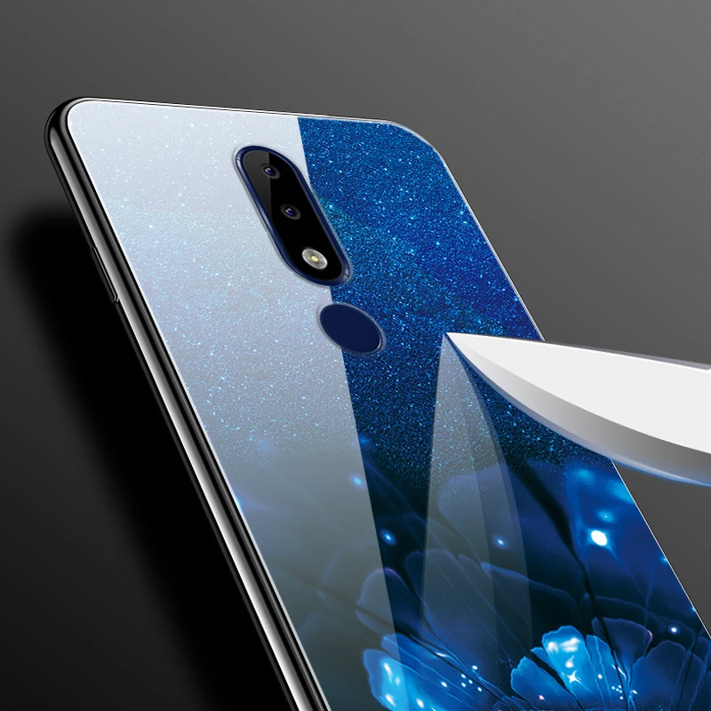 Для Nokia 5,1 Plus Чехол Жесткий закаленного стекла задняя Распечатать Чехол для Nokia 5,1 Plus X5 X 5 5,1Plus чехол Nokia5.1 Plus бампер