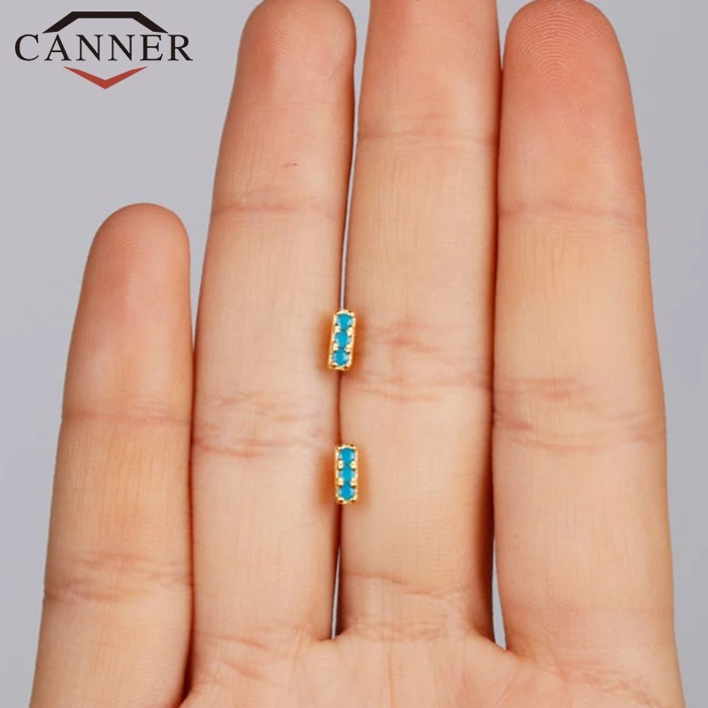 INS простые 925 пробы серебряные однорядные голубые циркониевые индивидуальные маленькие серьги-гвоздики для женщин милые золотые серебряные цветные серьги-гвоздики
