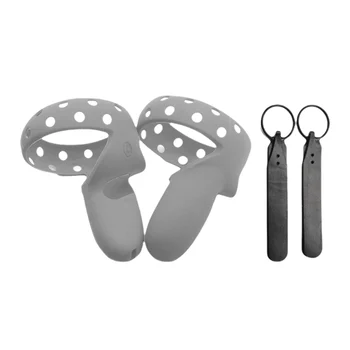 

1pair With Knuckle Strap Skin Touch Controller Grip Cover Soft Adjustable VR Accessories Solid Scratch Proof For Oculus Quest 2