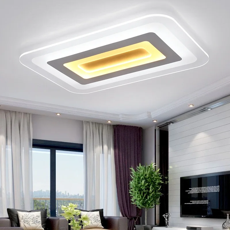 

Acrylic Rectangle Square LED Ceiling Light Living Room Bedroom Study Restaurant Lamp Office Business Place Ceiling Lamps 90-260V