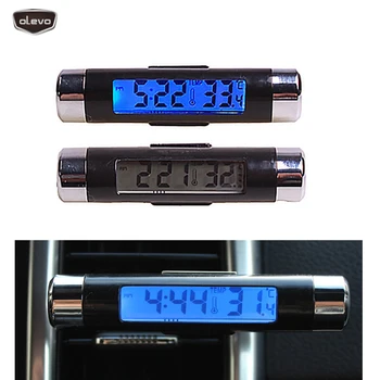 

LED Car Clock Digital Time Car Thermometer Car Watch LCD Clip-on Digital Temperature 2in1 Blue Backlight Clock Electronics