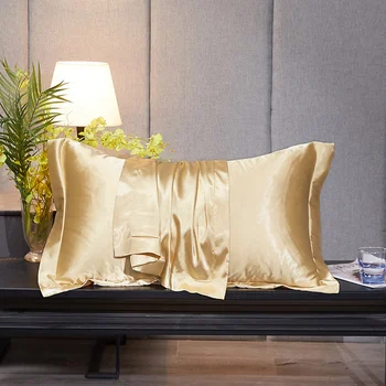 

2Pcs/Set Silkly Pillowcase Cover Soft Comfortable Smooth Mulberry Plain Silk Square Pillow Cover Easy to Wash Fabric Multicolor