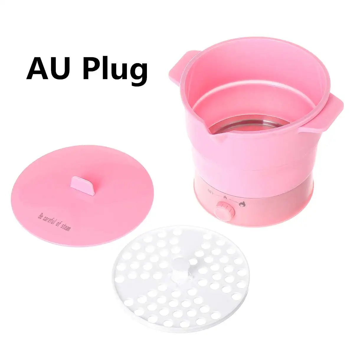 3 цвета AU/US plug Мини Электрический кухонный горячий горшок Многофункциональный складной портативный мульти электрическая рисоварка один/двойной слой - Цвет: Pink AU plug