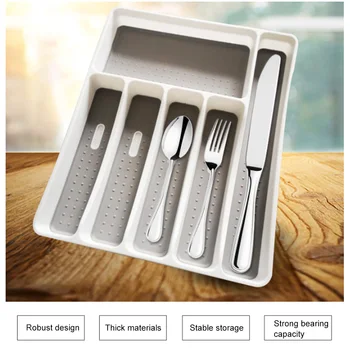 

6-Compartment Drawer Organiser Spoon Fork Separation Plastic Storage Box Kitchen Cutlery Tray