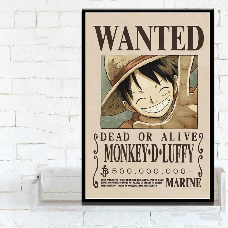 One piece Luffy Wanted плакат классический японский аниме Боевая Горячая картина Искусство Шелковый Холст плакат настенный домашний декор