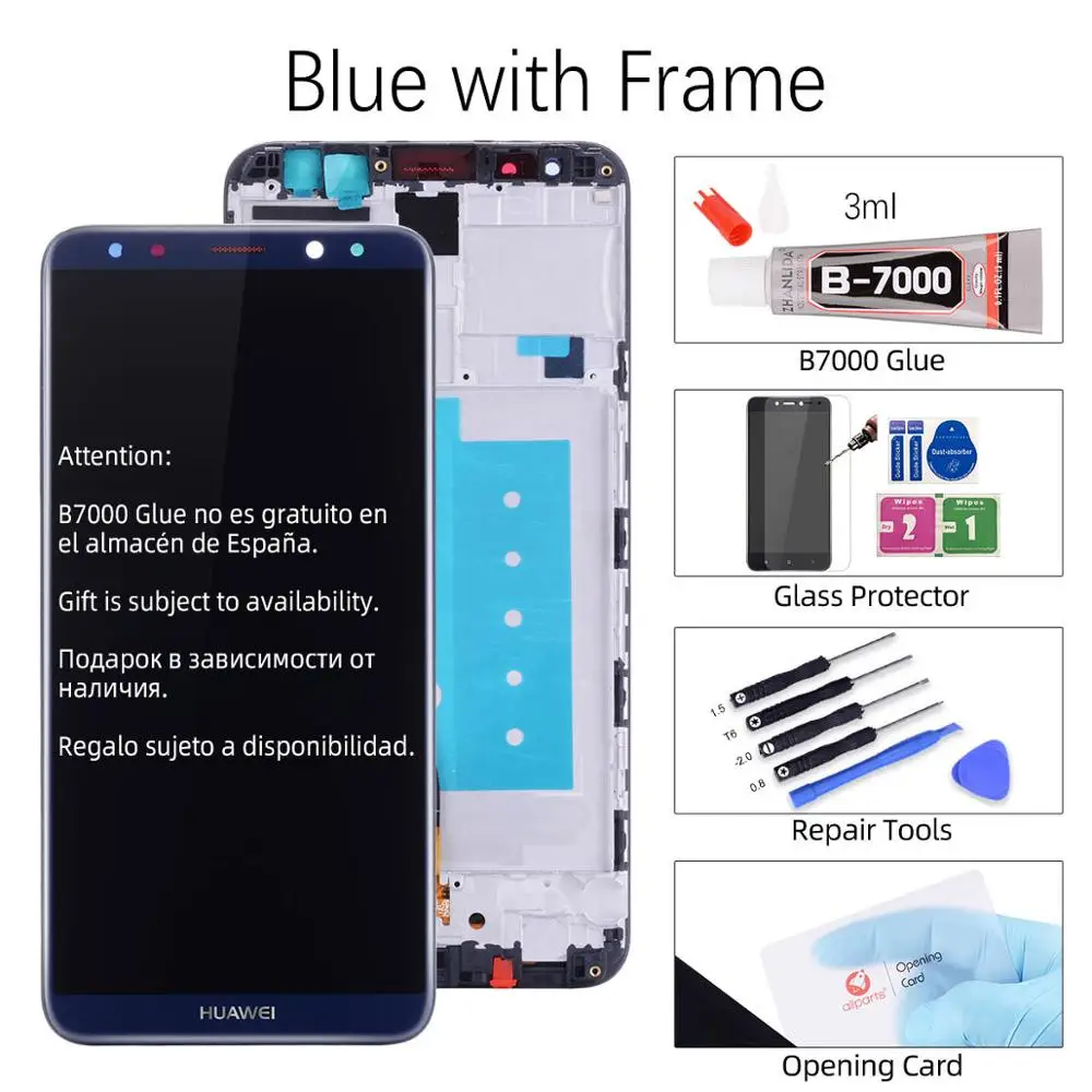 Дисплей для HUAWEI Mate 10 Lite Nova 2i RNE-L21 LCD в сборе с тачскрином на рамке 5.9'' синий золото черный белый - Цвет: with Frame Blue