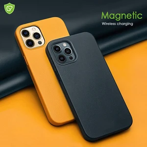 Image 1 - Premium Leather Magnetic Wireless Charging Case For iPhone 12 Pro Strong magnet Camera protection with soft microfiber lining