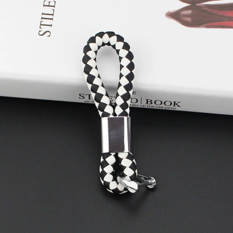 

1PC New Unisex Braided Leather + Alloy Car Keychain Rope Handmade Waven Keychain for Car Keyrings Men Women KeyChains Wholesale
