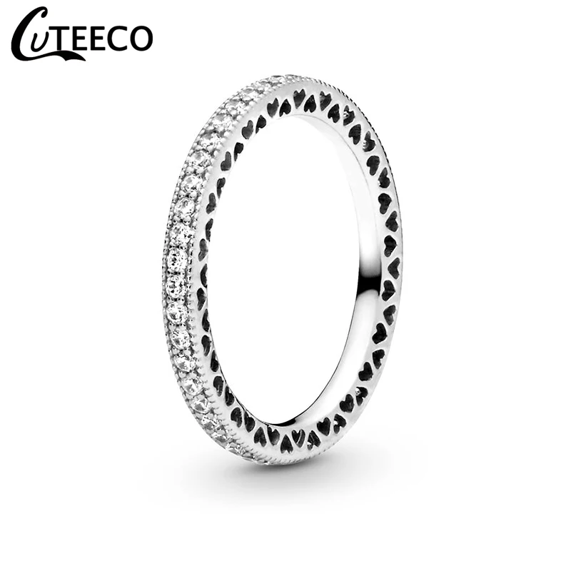 CUTEECO Мода Серебряный цвет Волшебная Любовь Корона Циркон комбинированные кольца для женщин Свадебные ювелирные изделия, обручальное кольцо День святого Валентина