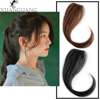

XUANGUANG Fashion Middle Part Bangs Side Bangs Long Bangs Extensions for Women 25CM-30CM Real Natural Synthetic Bangs Hair