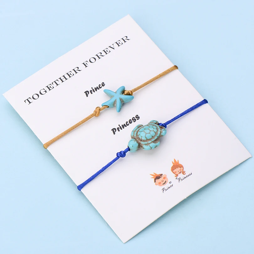 IYOE 2 шт./компл. Wish Card Вместе навсегда красный браслет-нить для женщин и мужчин Дети Морская звезда, черепаха парный браслет дружбы подарочный