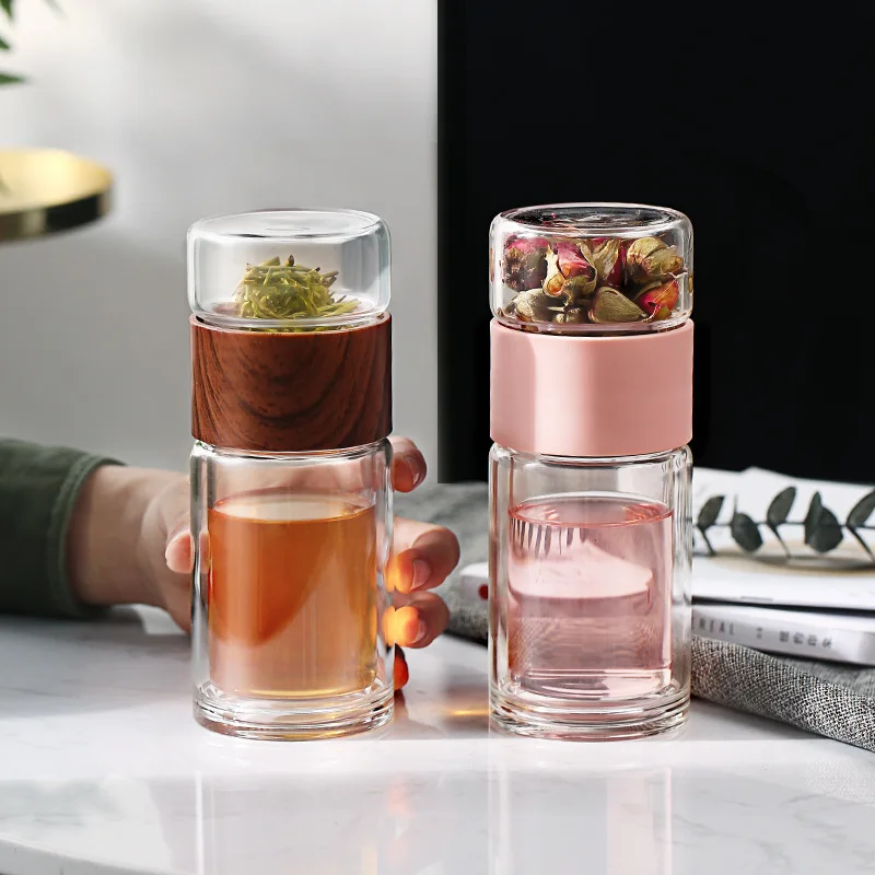 

Creative Double Glass Insulated Tea Tea Water Separation Tea Cup Net Red Water Cup Men and Women Portable Tea Filtration Travel