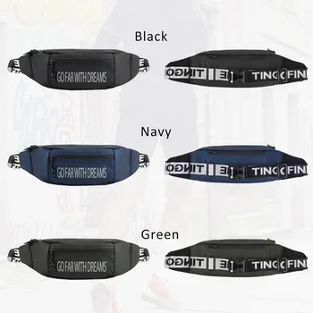 

Men Male Casual Fanny Bag Waist Bag Money Phone Belt Bag Pouch Letter print Black Gray Hip Bag Shoulder belt pack Unisex