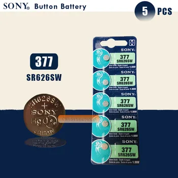 

5pc New Sony 100% Original 377 SR626SW SR626 AG4 1.55V Silver Oxide Watch Battery SR626SW 377 Button Coin Cell MADE IN JAPAN