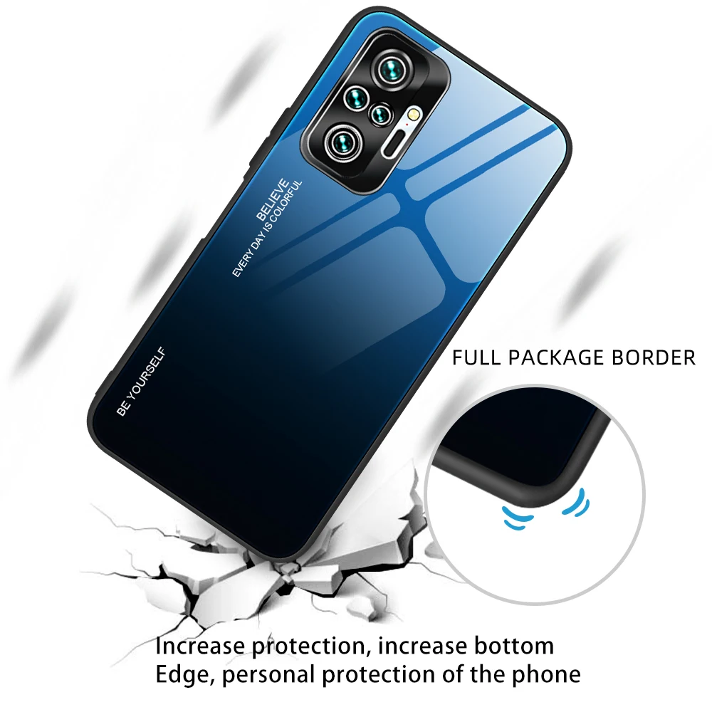 Tempered Glass Case For Redmi Note11 11S ,Protector de borde suave de Tpu para Redmi Note10PRO 10S 9PRO 9S 9T 8PRO 8T 9A 8A mobile phone pouch for ladies