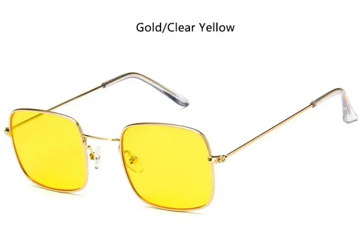 gold clear yellow Мужские модные желтые солнцезащитные очки с металлическими прозрачными линзами, маленькая оправа, солнцезащитные очки для женщин, Винтажные Солнцезащитные очки с квадратной оправой, Oculos de sol - Цвет линз: gold clear yellow