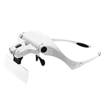 

5 Lens Loupe Eyewear Magnifier With Led Lights LampInterchangeable Lens 1.0X/1.5X/2.0X/2.5X/3.5X Wearing Magnifying Glasses