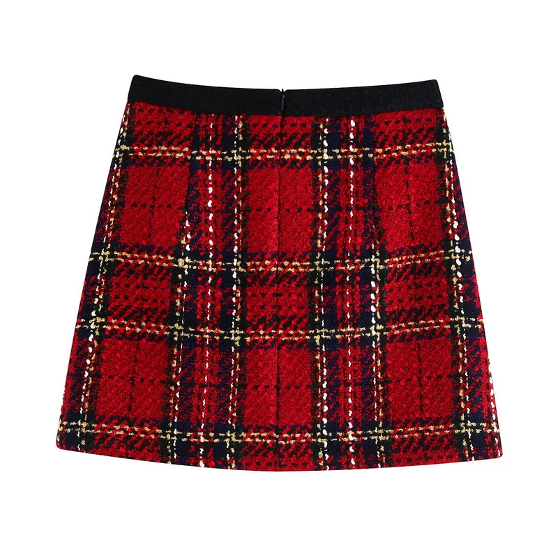 Осенняя Женская юбка Новая мода Клетчатая Шерстяная Нижняя Современная мини-юбка трапециевидной формы для девочек